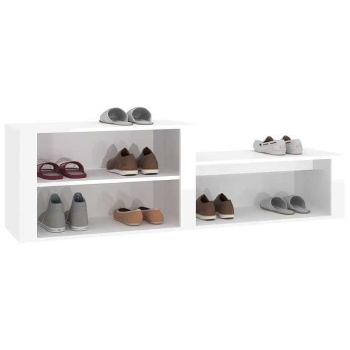 Armoire à chaussure Blanc brillant 150x35x45 cm Bois ingénierie - Photo n°4