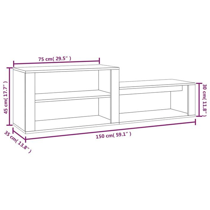 Armoire à chaussure Blanc brillant 150x35x45 cm Bois ingénierie - Photo n°9