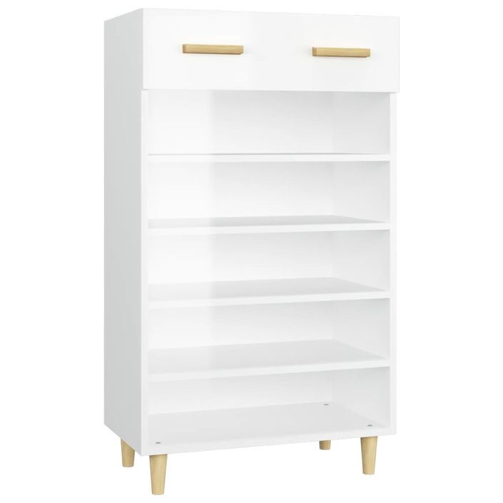 Armoire à chaussure Blanc brillant 60x35x105 cm Bois ingénierie - Photo n°2