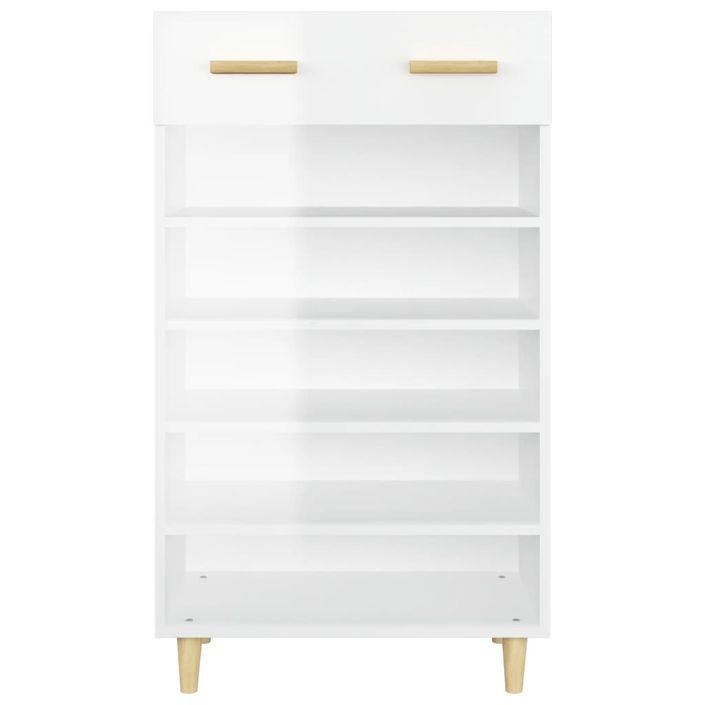 Armoire à chaussure Blanc brillant 60x35x105 cm Bois ingénierie - Photo n°4