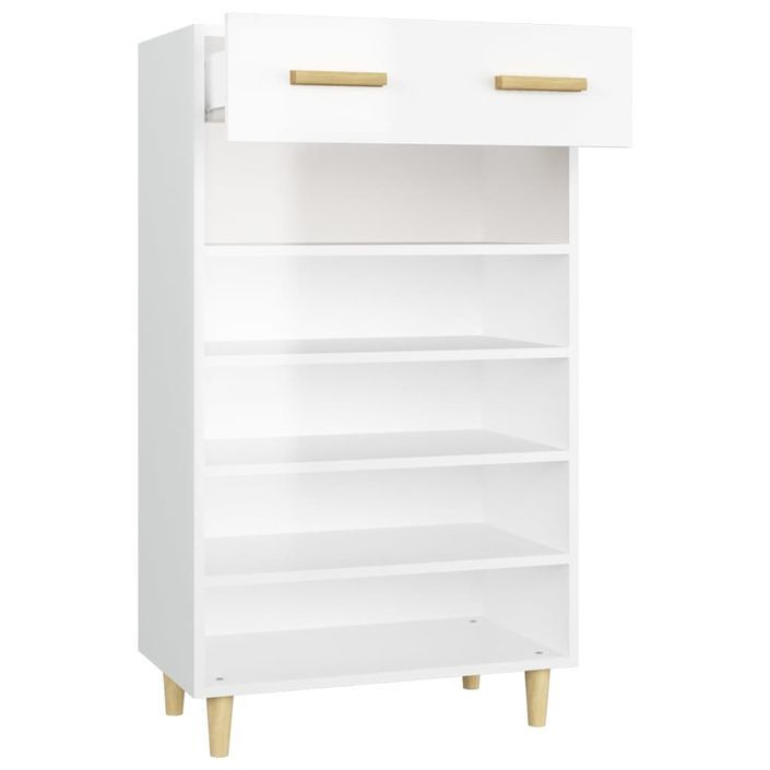 Armoire à chaussure Blanc brillant 60x35x105 cm Bois ingénierie - Photo n°5