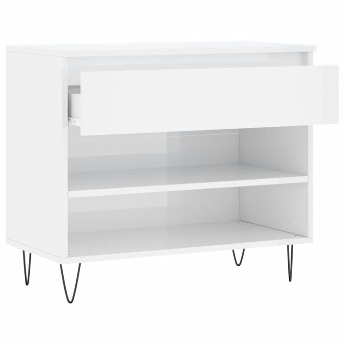 Armoire à chaussure Blanc brillant 70x36x60 cm Bois ingénierie - Photo n°6