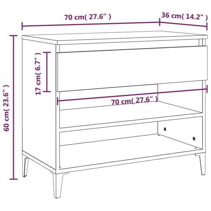 Armoire à chaussure Blanc brillant 70x36x60 cm Bois ingénierie - Photo n°10