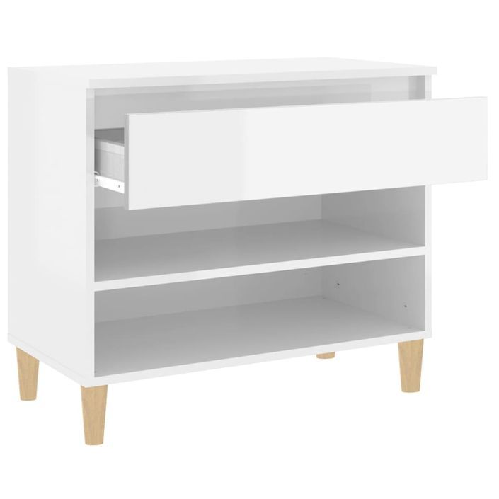 Armoire à chaussure Blanc brillant 70x36x60 cm Bois ingénierie - Photo n°7