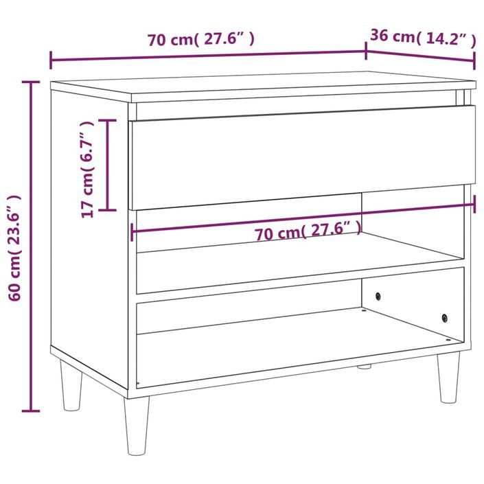 Armoire à chaussure Blanc brillant 70x36x60 cm Bois ingénierie - Photo n°10