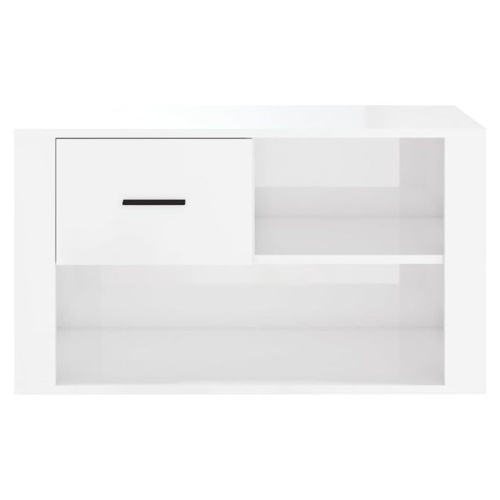 Armoire à chaussure Blanc brillant 80x35x45 cm Bois ingénierie - Photo n°5