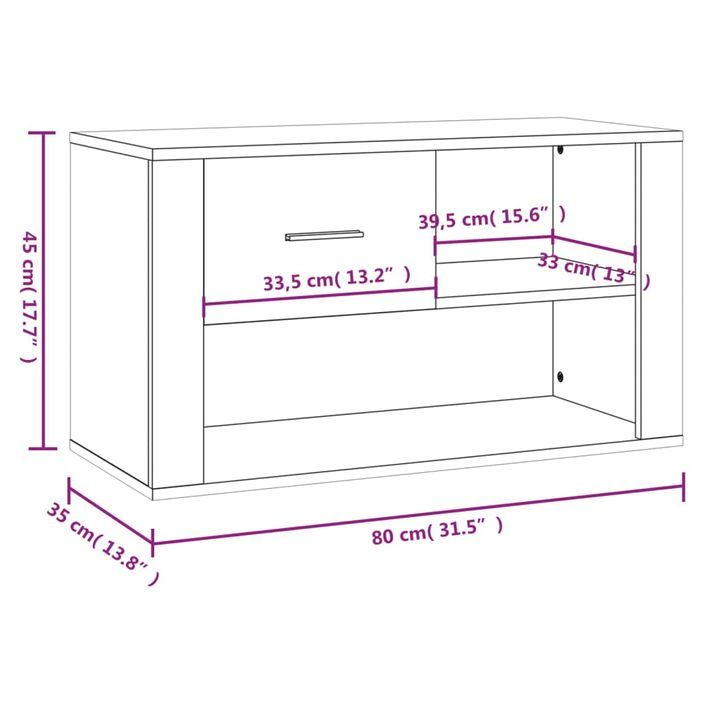 Armoire à chaussure Blanc brillant 80x35x45 cm Bois ingénierie - Photo n°9