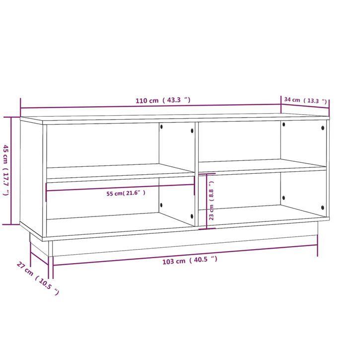 Armoire à chaussures 110x34x45 cm Bois de pin massif - Photo n°8