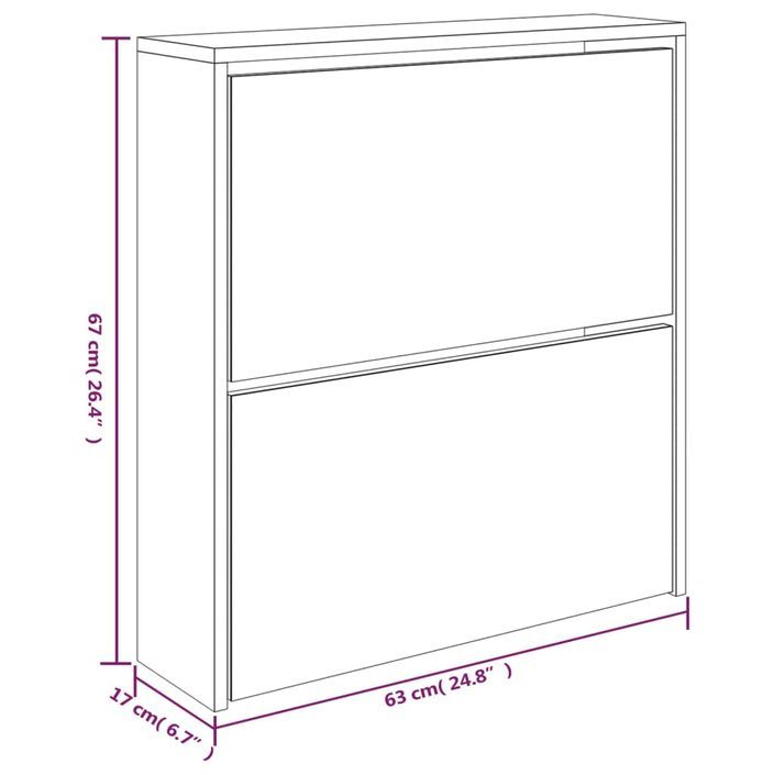 Armoire à chaussures 2 portes rabattables avec miroir Ranka H 67 cm – Design moderne et élégant - Photo n°8