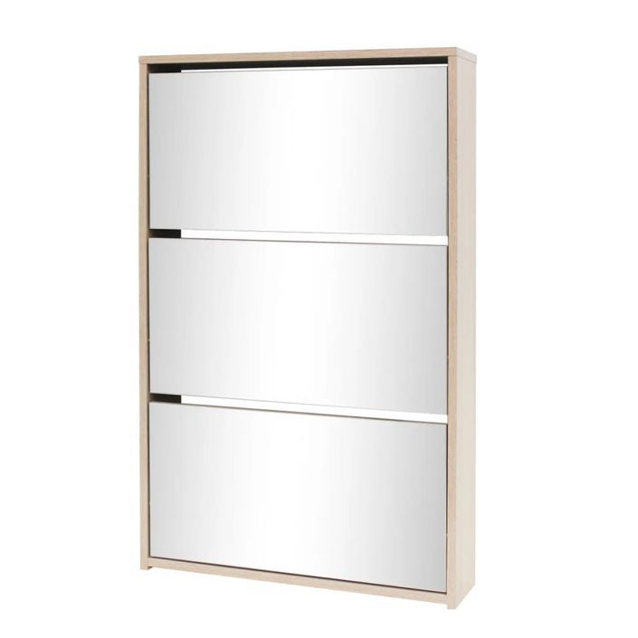 Armoire à chaussures 3 portes rabattables avec miroir Ranka H 102 cm – Design moderne et élégant - Photo n°1