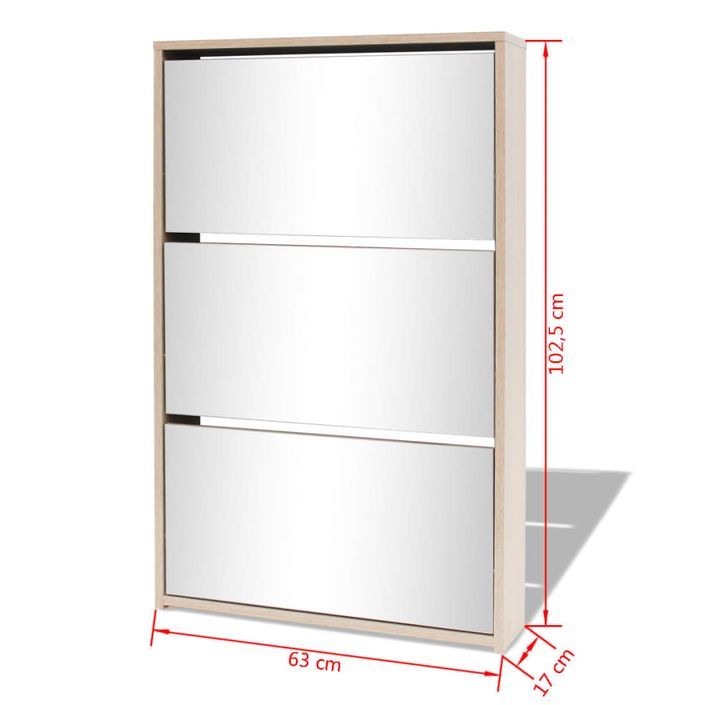 Armoire à chaussures 3 portes rabattables avec miroir Ranka H 102 cm – Design moderne et élégant - Photo n°6