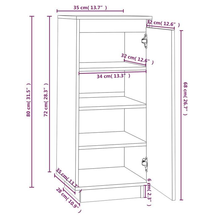 Armoire à chaussures 35x35x80 cm Bois de pin massif - Photo n°9