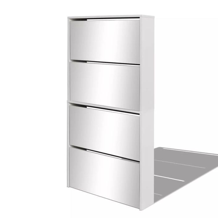 Armoire à chaussures 4 portes rabattables avec miroir Ranka H 134 cm – Design moderne et élégant - Photo n°1