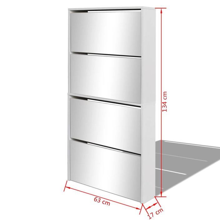 Armoire à chaussures 4 portes rabattables avec miroir Ranka H 134 cm – Design moderne et élégant - Photo n°4