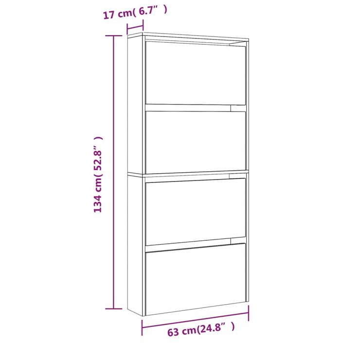 Armoire à chaussures 4 portes rabattables avec miroir Ranka H 134 cm – Design moderne et élégant - Photo n°7