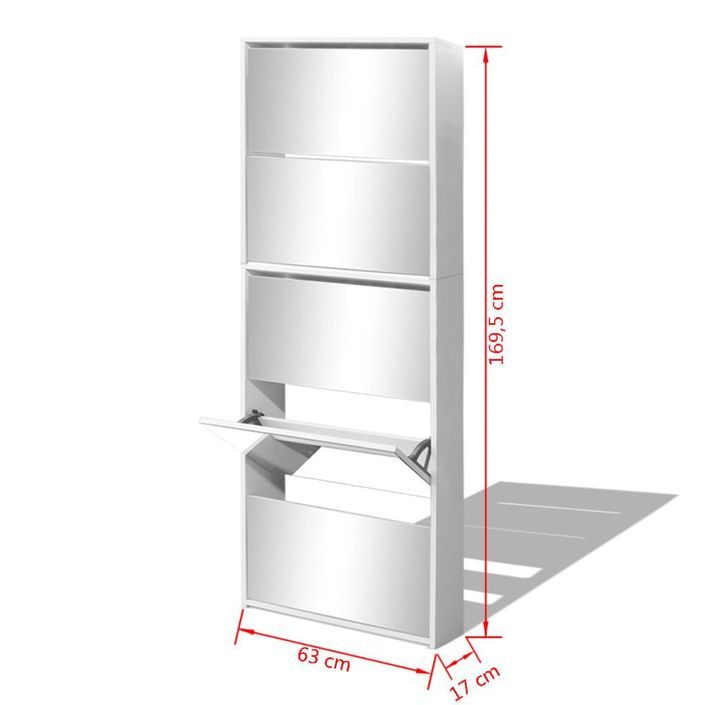 Armoire à chaussures 5 portes rabattables avec miroir Ranka H 170 cm – Design moderne et élégant - Photo n°4