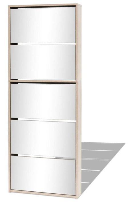 Armoire à chaussures 5 portes rabattables avec miroir Ranka H 170 cm – Design moderne et élégant - Photo n°1