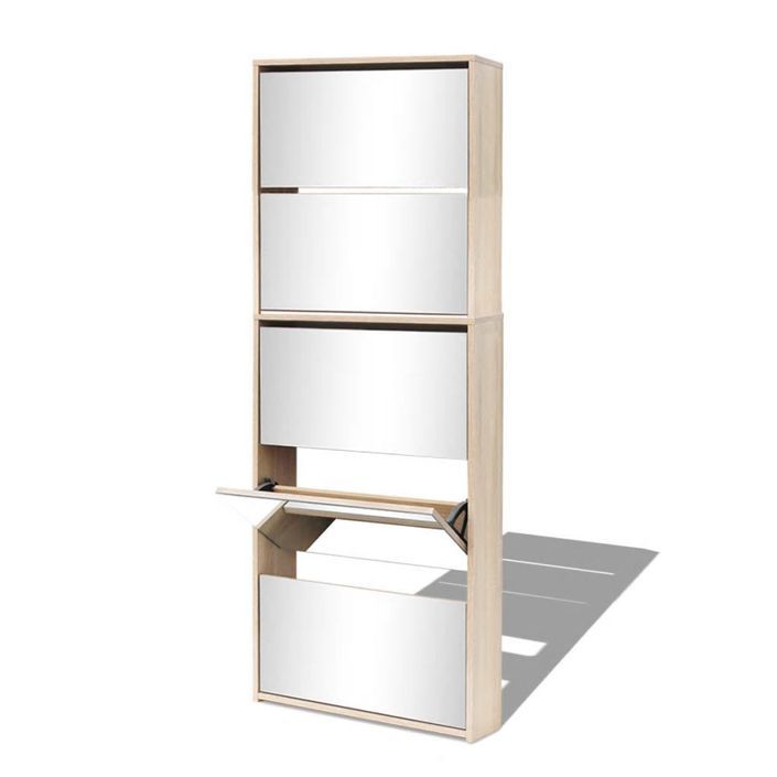 Armoire à chaussures 5 portes rabattables avec miroir Ranka H 170 cm – Design moderne et élégant - Photo n°2