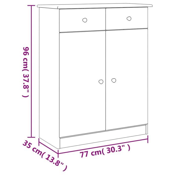 Armoire à chaussures ALTA blanc 77x35x96 cm bois massif de pin - Photo n°8