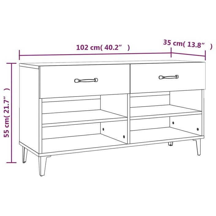 Armoire à chaussures Blanc 102x35x55 cm Bois d'ingénierie - Photo n°9