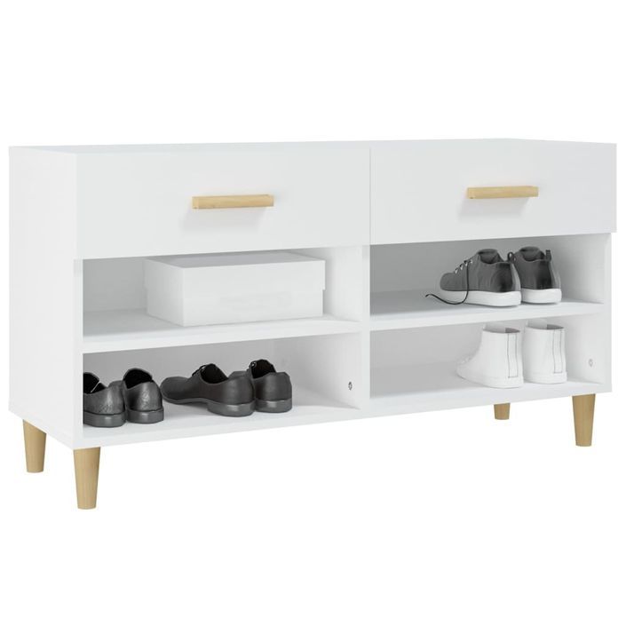 Armoire à chaussures Blanc 102x35x55 cm Bois d'ingénierie - Photo n°4