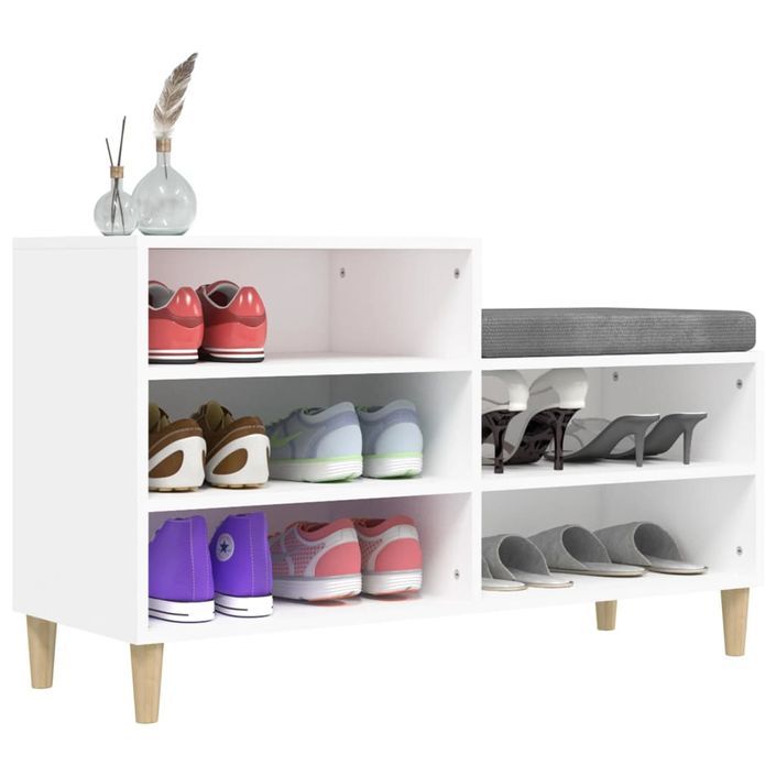 Armoire à chaussures Blanc 102x36x60 cm Bois d'ingénierie - Photo n°4