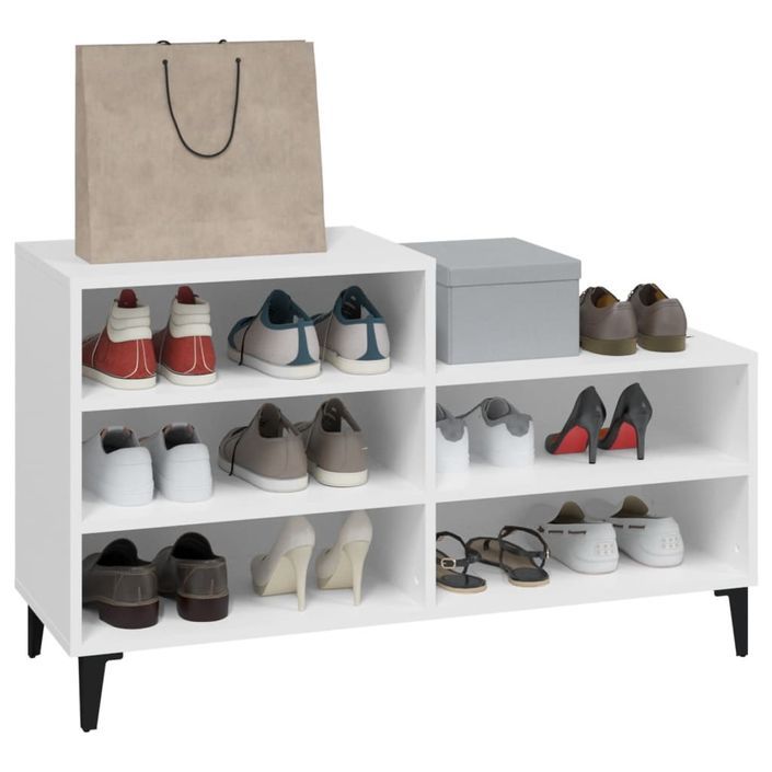 Armoire à chaussures Blanc 102x36x60 cm Bois d'ingénierie - Photo n°7