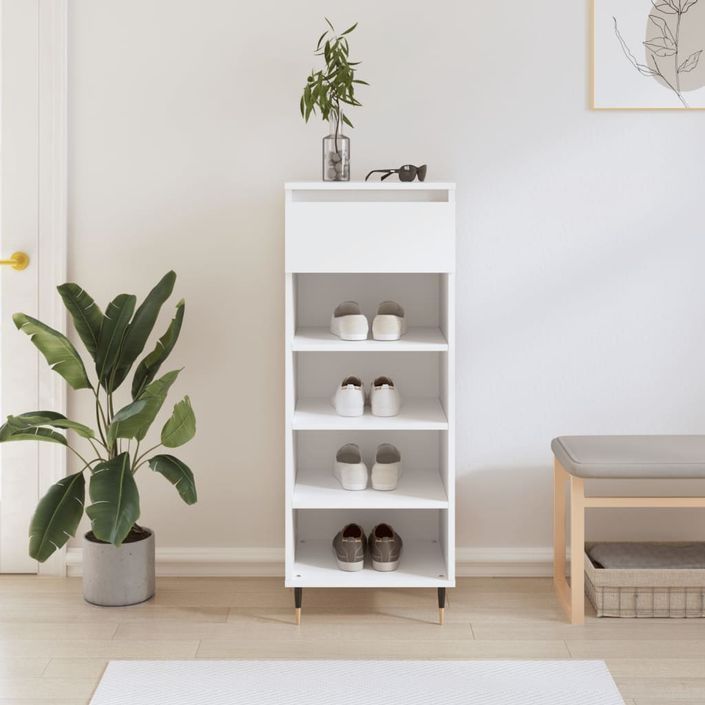 Armoire à chaussures Blanc 40x36x105 cm Bois d'ingénierie - Photo n°2