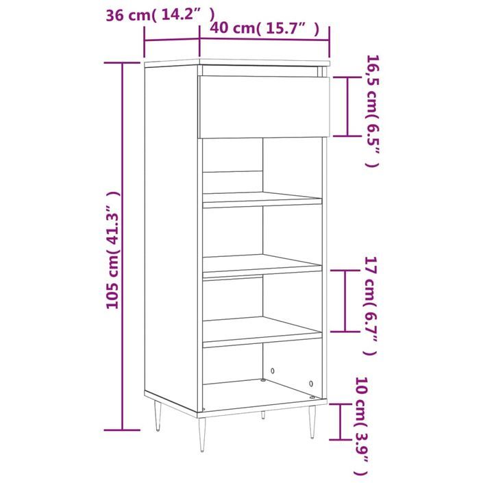 Armoire à chaussures Blanc 40x36x105 cm Bois d'ingénierie - Photo n°11