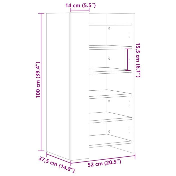 Armoire à chaussures blanc 52x37,5x100 cm bois d'ingénierie - Photo n°10