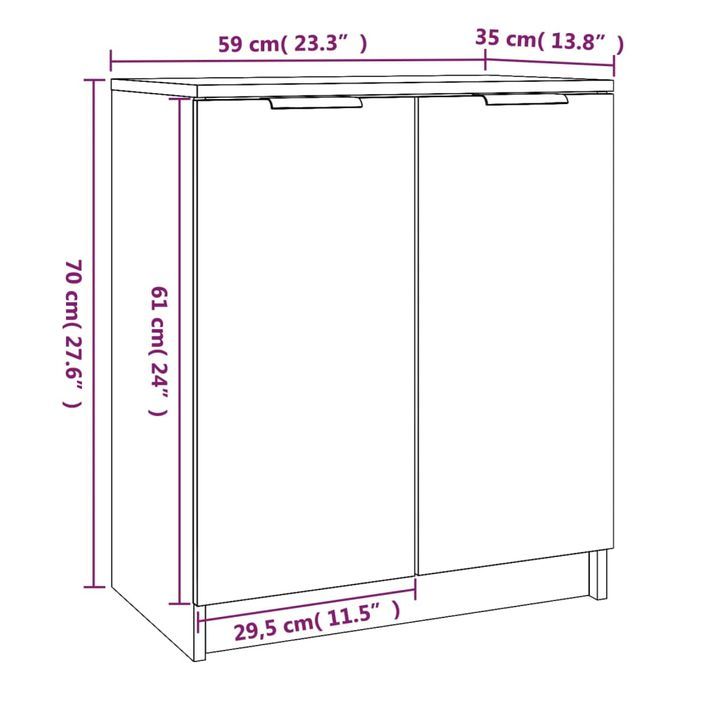 Armoire à chaussures Blanc 59x35x70 cm Bois d'ingénierie - Photo n°9