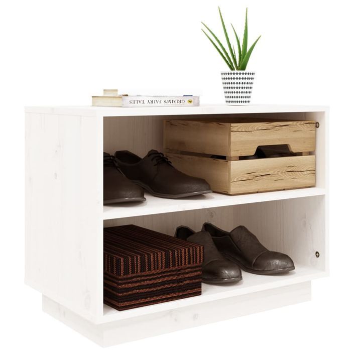 Armoire à chaussures Blanc 60x34x45 cm Bois de pin massif - Photo n°4