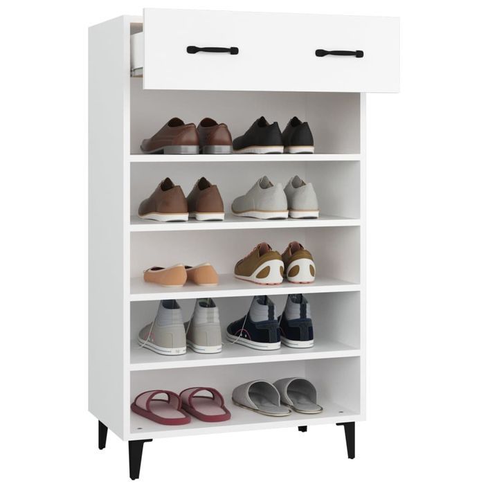 Armoire à chaussures Blanc 60x35x105 cm Bois d'ingénierie - Photo n°3