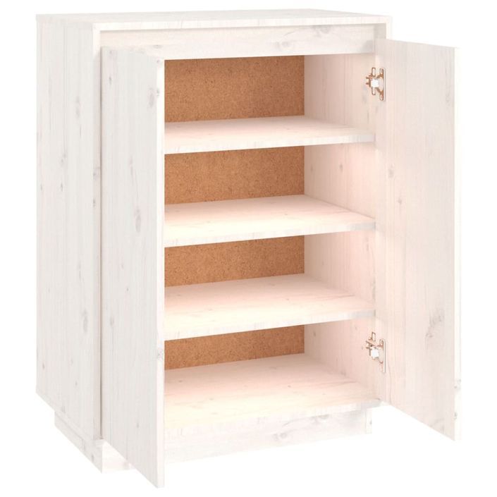 Armoire à chaussures Blanc 60x35x80 cm Bois de pin massif - Photo n°2