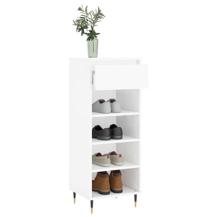 Armoire à chaussures Blanc brillant 40x36x105cm Bois ingénierie - Photo n°4