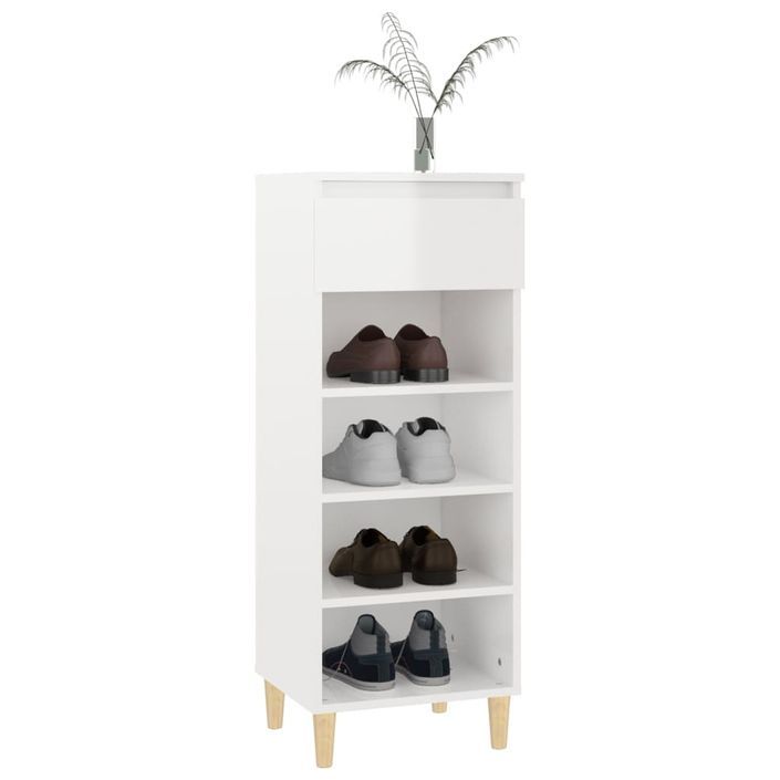 Armoire à chaussures Blanc brillant 40x36x105cm Bois ingénierie - Photo n°8