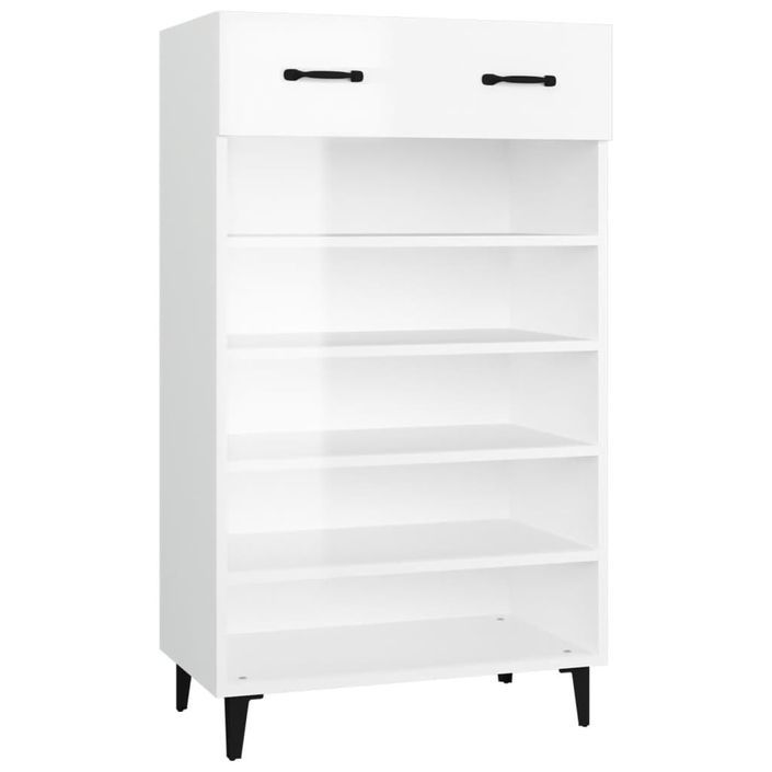 Armoire à chaussures Blanc brillant 60x35x105cm Bois ingénierie - Photo n°2