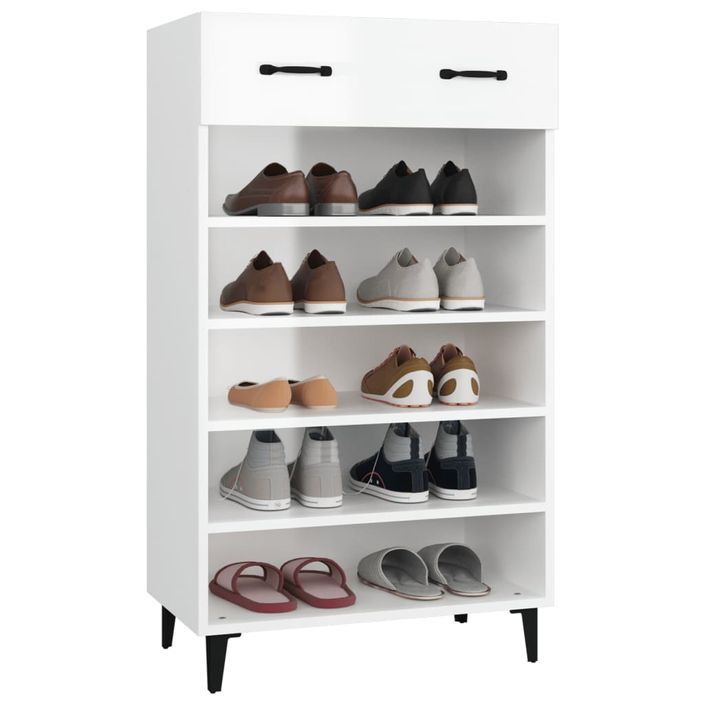 Armoire à chaussures Blanc brillant 60x35x105cm Bois ingénierie - Photo n°1