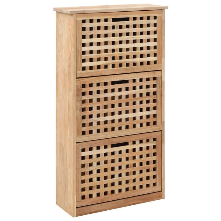 Armoire à chaussures bois de noyer massif Kuando L 55 x H 104 cm - Design Compact - Photo n°1