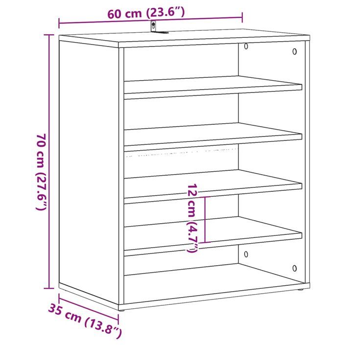 Armoire à chaussures chêne artisanal bois d'ingénierie - Photo n°12