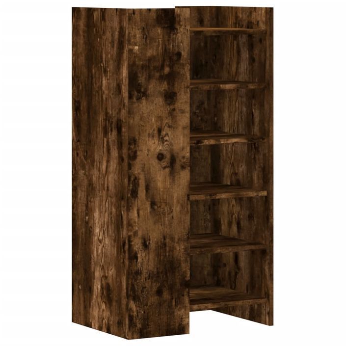 Armoire à chaussures chêne fumé 52x37,5x100cm bois d'ingénierie - Photo n°6