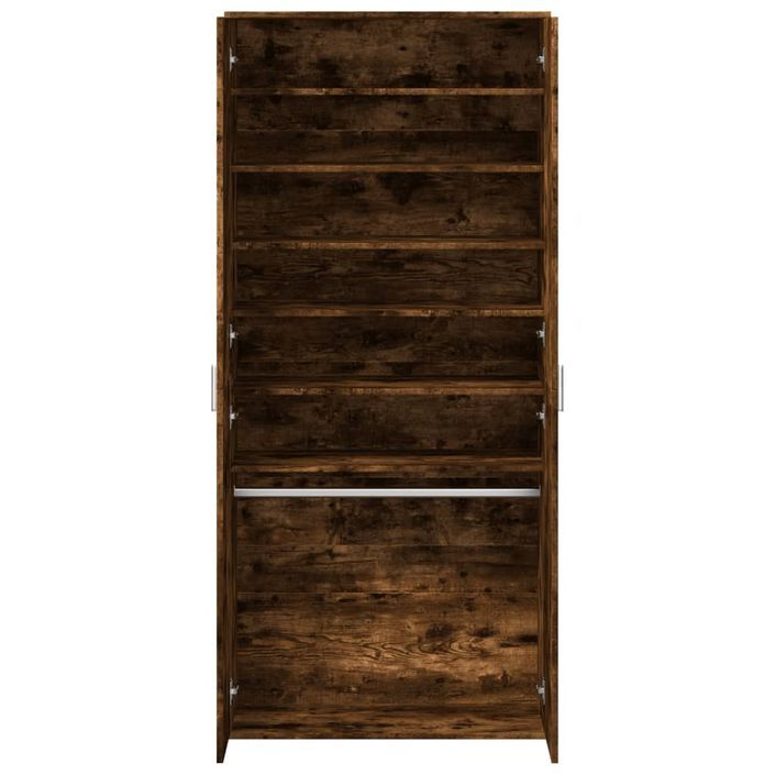 Armoire à chaussures chêne fumé 80x39x178 cm bois d'ingénierie - Photo n°6