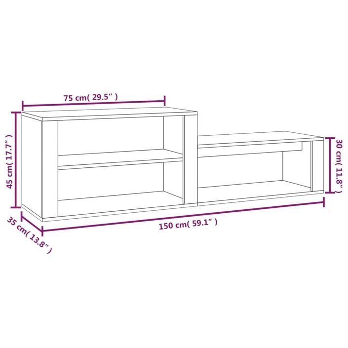 Armoire à chaussures Chêne marron 150x35x45cm Bois d'ingénierie - Photo n°9