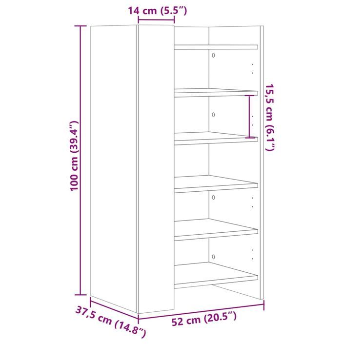 Armoire à chaussures chêne marron 52x37,5x100 cm - Photo n°10