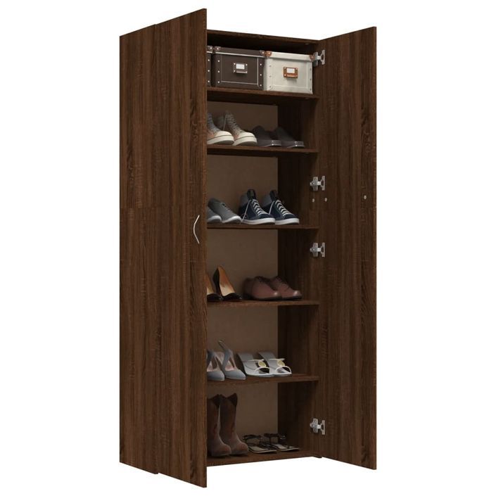 Armoire à chaussures Chêne marron 80x35,5x180cm Bois ingénierie - Photo n°4