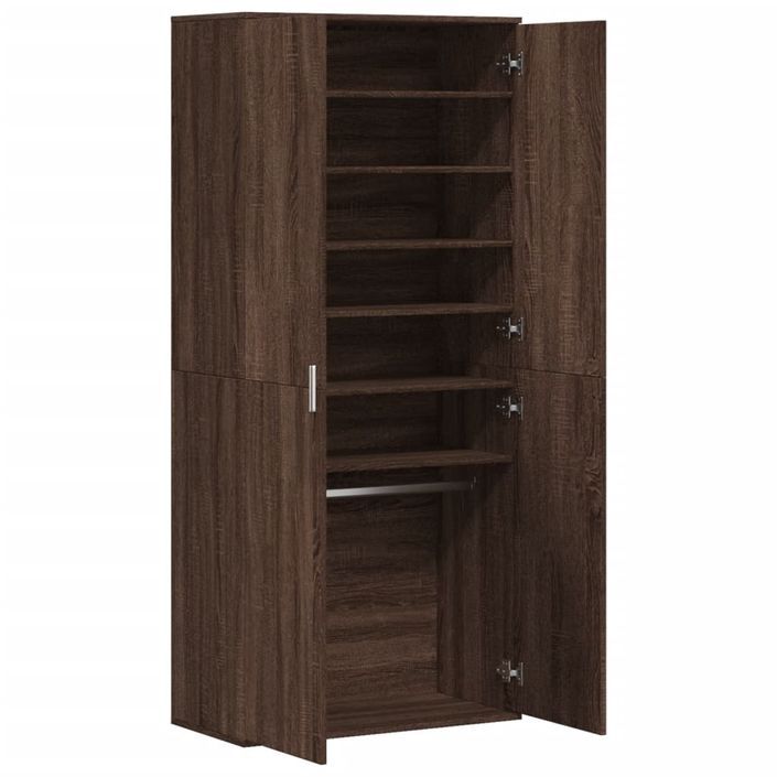 Armoire à chaussures chêne marron 80x39x178cm bois d'ingénierie - Photo n°7