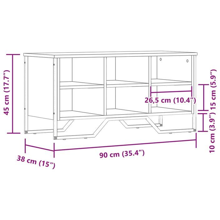 Armoire à chaussures chêne marron 90x38x45,5 cm bois ingénierie - Photo n°9