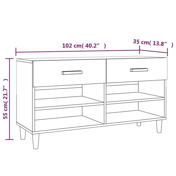 Armoire à chaussures Chêne sonoma 102x35x55cm Bois d'ingénierie - Photo n°9