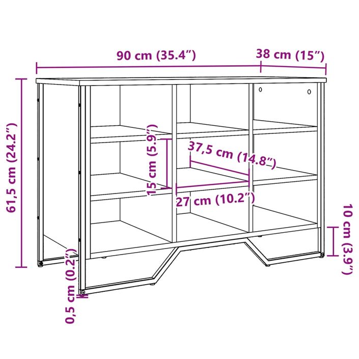 Armoire à chaussures chêne sonoma 90x38x61,5 cm bois ingénierie - Photo n°9