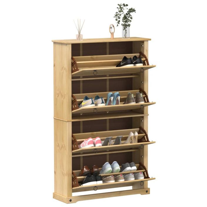 Armoire à chaussures Corona 99x32x163,5 cm bois de pin massif - Photo n°1